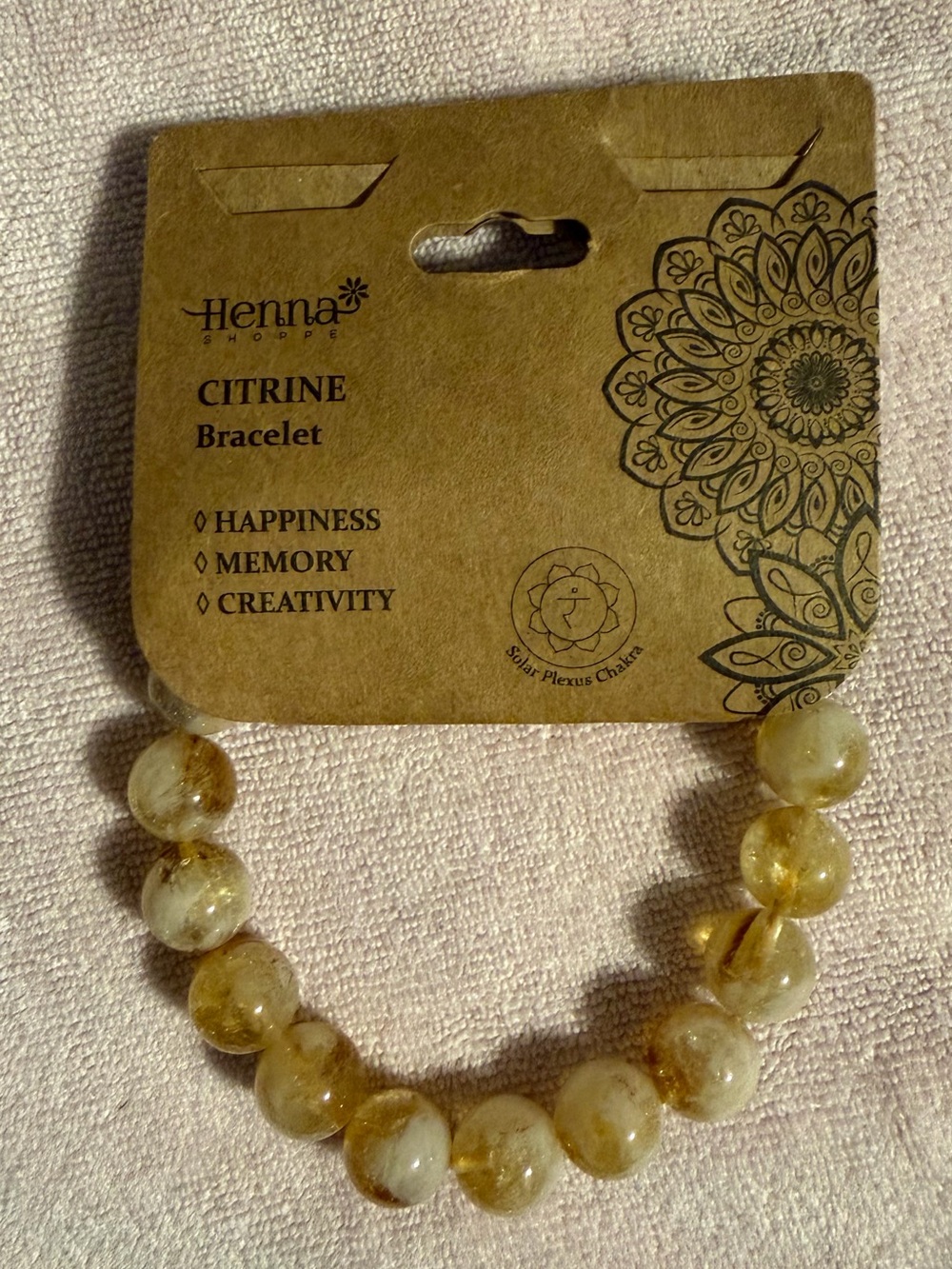 Henna Citrine Beaded Stretch Bracelet - Yellow Citrine